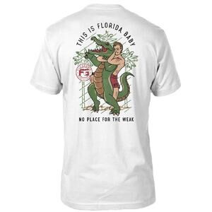 Flo Grown Men's Short Sleeve Graphic Print Daily Fights Tee in White Large $25